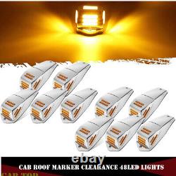 10x Cab Marker Roof Running Amber 48LED Lights Reflector for Kenworth Peterbilt