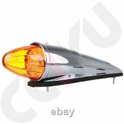 11x 17 LED Torpedo Amber Cab Marker Clearance Running Light Chrome for Peteriblt