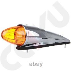 11x Torpedo Amber Cab Marker Clearance Running Light 17 LED Chrome for Peteriblt