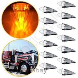 13X 17Diodes Clear/Amber Led Torpedo Mid Roof Big Rig Top Running Light Fit Mack