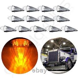 13X 17 Diodes Clear/Amber Led Torpedo Roof Big Rig Top Running Light Fit Mack