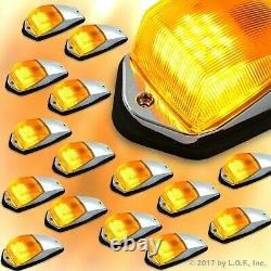 15 pc Amber Chrome 31 LED Cab Marker Lights fits Peterbilt Kenworth Freightliner