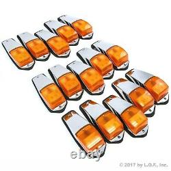 15 pc Amber Chrome 31 LED Cab Marker Lights fits Peterbilt Kenworth Freightliner