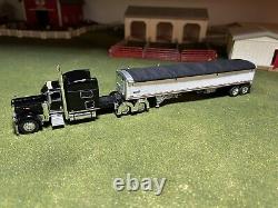 1/64 Black DCP 389 Peterbilt with 70 Sleeper & White Wilson Grain Trailer