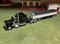 1/64 Black DCP 389 Peterbilt with 70 Sleeper & White Wilson Grain Trailer