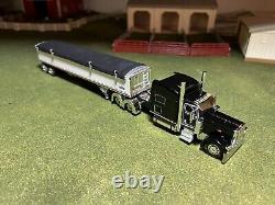 1/64 Black DCP 389 Peterbilt with 70 Sleeper & White Wilson Grain Trailer