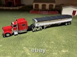 1/64 Red DCP 389 Peterbilt with 70 Sleeper & White Wilson Grain Trailer