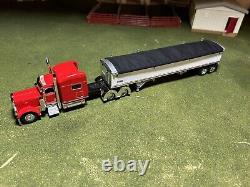 1/64 Red DCP 389 Peterbilt with 70 Sleeper & White Wilson Grain Trailer