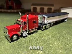 1/64 Red DCP 389 Peterbilt with 70 Sleeper & White Wilson Grain Trailer