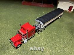 1/64 Red DCP 389 Peterbilt with 70 Sleeper & White Wilson Grain Trailer