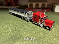 1/64 Red DCP 389 Peterbilt with 70 Sleeper & White Wilson Grain Trailer