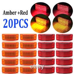20x LED Side Marker Clearance Light Rectangle Truck Trailer Camper RV Amber Red