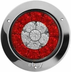 4 Round LED Red Amber Truck RV Trailer Tail Light Stop Brake Turn Signal Lamp
