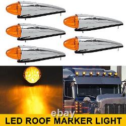 5X 17LED Amber Truck Roof Cab Marker Clearance Top Lights For Peterbilt Mack
