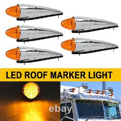 5X Durable LED Amber Roof Cab Marker Clearance Lights Kit For Peterbilt Mack
