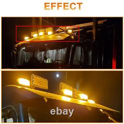 5 Cab Marker Lights Roof 31 LED Amber Chrome For Peterbilt Kenworth Freightliner