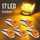 5pcs Yellow Amber Cab Marker Roof Running Top Lights Chrome For Peterbilt 17 Led