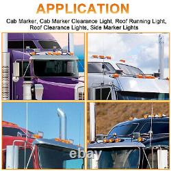 5x Amber Chrome LED Cab Marker Roof Running Lights for Kenworth Volvo Peterbilt