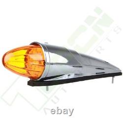 5x Amber Chrome Torpedo 17 LED Cab Marker Roof Top Lights + Side Marker Lights