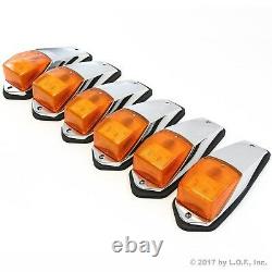 6 pcs Amber Chrome 31 LED Cab Marker Lights fits Peterbilt Kenworth Freightliner