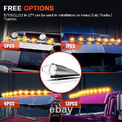 9X 15.5 inch Clear Lens Amber 17 LED Upper Cab Marker Light Fit Peterbilt Truck