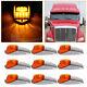 9pc 17 Led Yellow Cab Roof Clearance Lights Withchrome For Peterbilt Kenworth Mack
