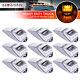 9x Clear/amber 17led Cab Marker Top Clearance Light Chrome For Peterbilt Truck
