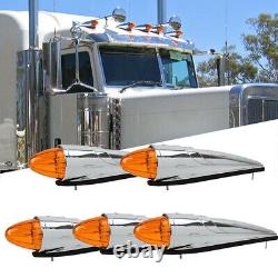 Amber LED Cab Roof Top Clearance Marker Running Light For Kenworth Peterbilt 5pc