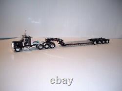 Dcp First Gear 1/64 Black Cherry Tri-axle Pete 389 Day Cab Lowboy With Flip Axle