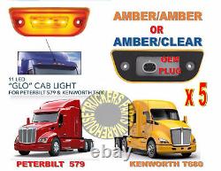 GLO CAB LIGHTS (11 LED) For PETERBILT 579 (AMBER/CLEAR) 5 Each