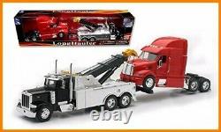 New Ray Toy 1 32 Scale Peterbilt Tow Truck with Red Peterbilt Cab Semi Truck