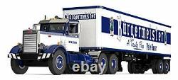 Peterbilt 351 Day Cab with 40' Vintage Trailer Burgermeister Blue and White