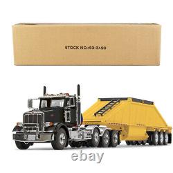 Peterbilt 367 Day Cab and Bottom Dump Trailer Black and Yellow 1/50 Diecast M