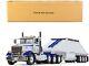 Peterbilt 367 Day Cab And Bottom Dump Trailer White And Surf Blue 1/50 Diecast