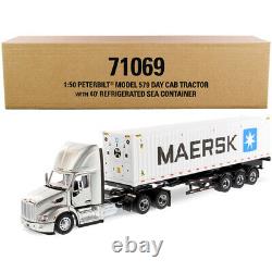 Peterbilt 579 Day Cab Truck Tractor with Flatbed Trailer and 40\' Refrigerate