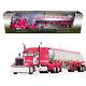 Peterbilt Model 379 63 Mid-roof Sleeper Cab Pink With Heil Fuel Tanker Traile