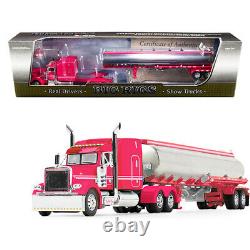 Peterbilt Model 379 63 Mid-Roof Sleeper Cab Pink with Heil Fuel Tanker Traile